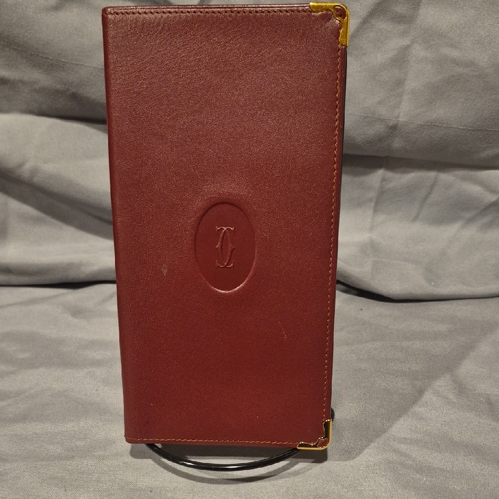 Cartier Red Leather Wallet with Gold Accents